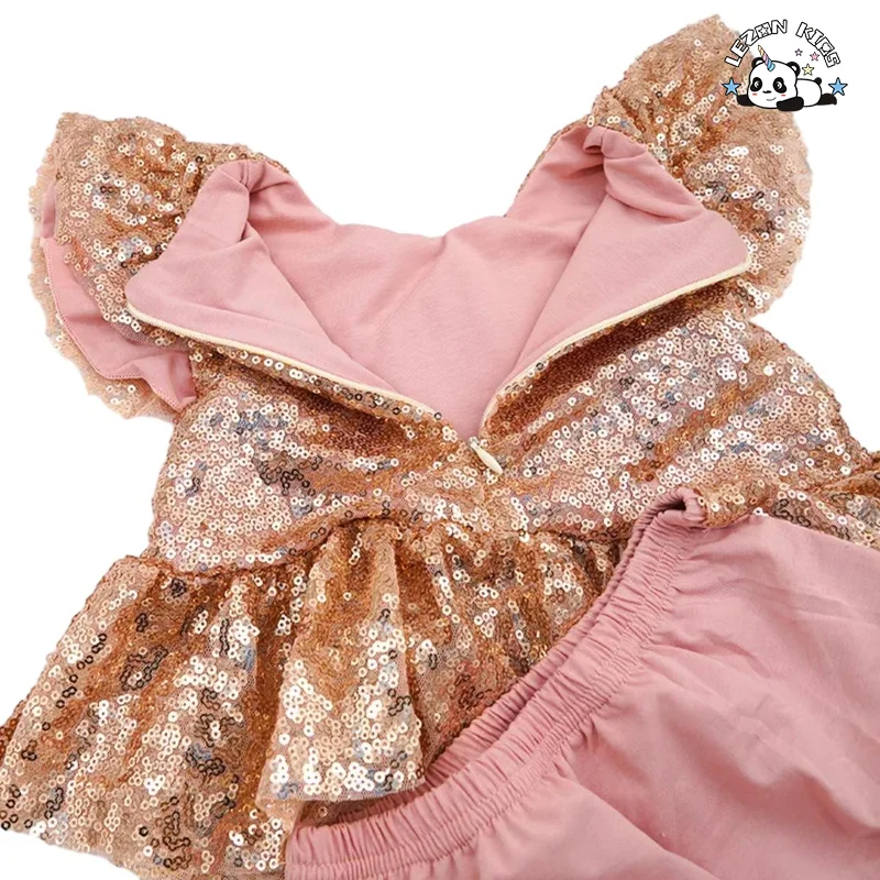 LEZONKIDS - Conjunto de Roupas para Meninas com Estilo Ocidental Doce, Impressão e Padrão Sólido, Calças Largadas, Tecido Macio, Gola de Renda, Logotipo Personalizado